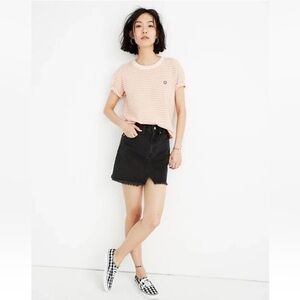 Madewell Rigid Denim A-Line Mini Skirt in Lunar‎ Wash: Cutout Edition Size 29